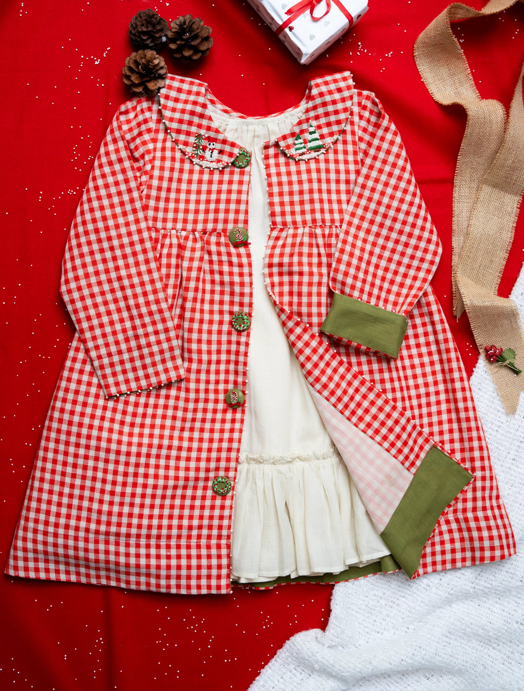 Winterberry Jacket Dress | Red and White | Cotton