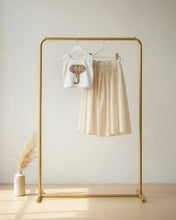 Load image into Gallery viewer, Royal Elephant Embroidery Skirt and Top Set | Off-White &amp; Gold Stripes
