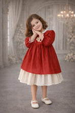 Load image into Gallery viewer, Lotus Bloom Festive Dress | Red Chanderi Silk
