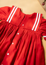 गैलरी व्यूवर में इमेज लोड करें, Sailor Dress for Girls | Cotton | Red
