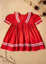 गैलरी व्यूवर में इमेज लोड करें, Sailor Dress for Girls | Cotton | Red
