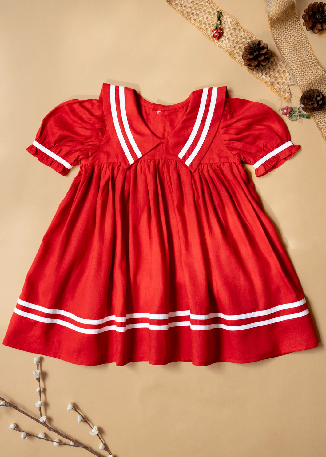 Sailor Dress for Girls | Cotton | Red