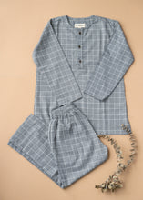 Load image into Gallery viewer, Beautiful cotton pajamas set kept upon a peach background and dry leaf aside.
