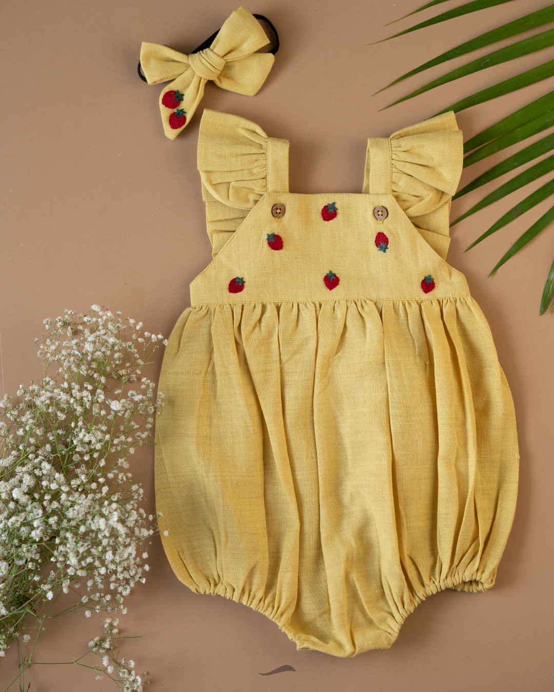 Baby girl top mustard romper